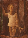 TERUZ, ORLANDO (1902-1984). "A Menina e o Cãozinho", óleo s/ tela, 22 X 16. Assinado e datado (1970) no c.i.d. e no verso. (Com craquelês).