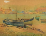 ARMANDO VIANNA (1897-1992). "Barcos de Pescadores Atracados", aquarela, 32 x 40. Assinado e datado (1981) no c.i.d.