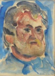 MARCIER, EMERIC (1916-1990). "Auto Retrato", aquarela, 31 x 23. Assinado, datado (1972)  e localizado (London) no c.i.d. No verso cachet da antiga galeria Villa Bernini.