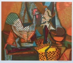 BURLE MARX, ROBERTO (1909-1994). "Natureza Morta com Galo", serigrafia a cores, 70 X 80. Assinado no c.i.d. Apresenta marca d'água do "Projeto Burle Marx" no c.i.d.