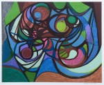 BURLE MARX, ROBERTO (1909-1994). "Composição", serigrafia a cores, 70 x 80. Assinado no c.i.d. Apresenta marca d'água do "Projeto Burle Marx" no c.i.e.