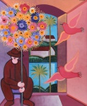 ADELSON DO PRADO (1944 - 2013). "Vendedor de Flores", óleo s/ tela, 46 x 38. Assinado e datado (1987) no c.s.d. e no verso.