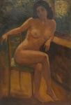 ANGELO CANNONE (1899-1992). "Nú Sentado", óleo s/ tela, 55 x 39. Assinado e datado (1968) no c.i.e.