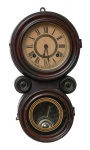 Relógio de parede da marca "Ansonia", dita "Oitinho". Caixa em madeira escurecida. E.U.A.-1895. Alt.: 38cm. Funcionando.