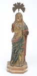SANTA RITA DE CÁSSIA. Imagem em madeira policromada. Alt.: 20cm. Minas-Séc.XVIII. (Faltam as mãos).