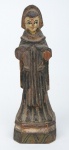SANTA TEREZINHA. Rara imagem miniatura em madeira policromada. Alt.: 14cm. Minas-Séc.XVIII. (Faltam os braços).