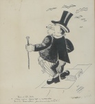DI CAVALCANTI, EMILIANO (1897-1976). "Caricatura de Luiz Aranha Subindo ao Pódio", nanquim, 14 x 13. Assinado no c.i.d. e datado (1938) e dedicado no c.i.e.