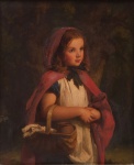 I.H. (ESCOLA EUROPEIA - SÉC. XIX). "Little Red Riding Hood", óleo s/ madeira, 31 x 26. Assinado no c.i.e. Reproduzido com foto no catálogo.