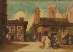 C. CONSONNS (EUROPA, 1900). "Cena com Personagens em Marrocos", óleo s/ tela, 42 x 59. Assinado no c.i.d.