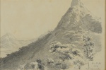 A. WEISS (SÉC. XIX/XX). "Morro do Corcovado - Rio", grafite, 17 X 25. Assinado, datado (1919) e localizado (Rio - Corcovado) no c.i.d.