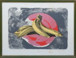 GLAUCO RODRIGUES (1929-2004). "Bananas II", serigrafia aquarelada, 60 X 80. Assinado e datado (1987) no c.i.d. e dedicado no c.i.e.