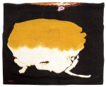 MABE, MANABU (1924-1997). "Composição abstrata", tapeçaria de parede. Medindo: 1,48 x 1,88. Assinado no c.i.e. Reproduzido com foto no catálogo.
