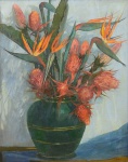 PAULO GAGARIN (1885-1980). "Vaso com Flores", óleo s/ tela, 82 x 66. Assinado no c.i.d. Reproduzido com foto no catálogo.