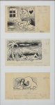 AUGUSTO RODRIGUES (1913-1993). "O Prisioneiro", "Sombra e Água Fresca" e "Pela Culatra (Turfe o Coruja)" (tríptico), nanquim, 15 X 25. Assinados. Essas caricaturas ilustravam o "Jornal Última Hora".