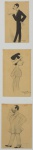 EMÍLIO CARDOSO AYRES (1890-1916). Três quadros: "Homem de Terno", "Homem Fumando" e "Madame Zuzu", litografia, 17 X 12, 16 X 9 e 17 X 11. Assinados e datados (1910 e 1911) no c.i.d.