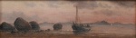 BALLIESTER, CARLOS (1870-1927). "Chalupa Atracada em Canto de Praia em Paquetá-RJ", óleo s/ tela colado na madeira, 8 x 26. Assinado e datado (1927) no c.i.e. Reproduzido com foto no catalogo.
