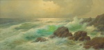 GIOVANNI ROSSI (ITÁLIA SÉC.XIX/XX). "Mar Revolto", óleo s/ tela, 60 x 120. Assinado no c.i.d.