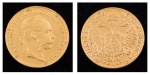 Moeda Austro-húngara em ouro 22k no valor de 1 ducado, datada de 1915. Peso: 3,49g.