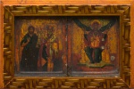 ÍCONE RUSSO (SÉC. XVIII). "São Nicolau e Arcanjo" e "Imaculada Conceição", díptico, óleo s/ madeira. Medida: 14 X 10 (cada).