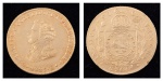 Moeda do "Império Brasileiro" em ouro 22k, no valor de 6400 Réis, datada de 1825. Letra monetária "R". Peso: 14,4g.
