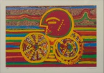 RUBENS GERCHMAN (1942-2008). "O Ciclista", serigrafia a cores, 40 X 60. Assinado no c.i.d.