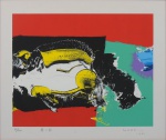 MABE, MANABU (1924-1997). "Composição em Vermelho", serigrafia a cores, 43 X 53. Assinado e datado (1986) no c.i.d.