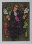 JUAREZ MACHADO (1941). "Homem com Máscaras", serigrafia a cores, 70 X 50. Assinado no c.i.d.