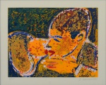 RUBENS GERCHMAN (1942-2008). "O Beijo", serigrafia a cores, 28 X 36. Assinado no c.i.d.