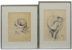 ALBERY (1944-2003). Dois quadros: "Figuras Surrealistas", nanquim, 29 X 22,5 e 31 X 22. Assinado e datado (1979) no c.i.d.