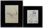 ALBERY (1944-2003). Dois quadros: "Figuras Surrealistas", nanquim, 32 X 23 e 24 X 19. Assinados e datados (1979) no c.i.d.