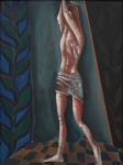 MARIO MENDONÇA (1934). "Cristo Flagelado", óleo s/ tela, 70 X 53. Assinado e datado (1983) no c.i.e. e no verso.