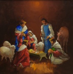 ROMANELLI, ARMANDO (1945). "Natividade", óleo s/ tela, 85 X 85. Assinado no c.i.e. e datado (1991) no verso.