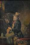 JAMES COLMAN (EUROPA, SÉC. XX). "O Violonista na Taberna", óleo s/ tela, 92 X 60. Assinado no c.i.e.