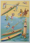CARYBÉ, HECTOR (1911-1997). "Porto de Galinhas", serigrafia a cores, 60 X 40. Assinado no c.i.d.
