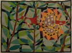 RENOT (1932). "Pássaros na Floresta", tapeçaria artesanal de parede. Medida: 1,32 x 0,97. Assinada.
