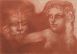 MARCELO GRASSMANN (1925). "A Bela e a Fera", sanguínea, 48 X 69. Assinado e datado (1985) no c.i.e. Reproduzido com foto no catálogo.