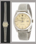 ROLEX. Relógio masculino suíço de pulso com calendário da década de 60, da marca "Rolex". Caixa em aço. Diam.: 3,4cm. Movimento automático. Funcionando. Pulseira não original em aço.
