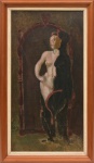 PEDRO LUIZ CORREIA DE ARAÚJO (1874-1955). "A Tentação", óleo s/ madeira, 60 x 32. Sem assinatura.