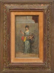 BERNARDELLI, HENRIQUE (1858-1936). "A Florista Romana", óleo s/ madeira, 33 X 19. Assinado no c.i.d.