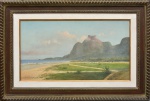 BALLIESTER, CARLOS (1870-1927). "Panorama de São Conrado ao Fundo Pedra da Gávea", óleo s/ tela, 51 X 93. Assinado, datado (1925) e localizado (Rio) no c.i.e.