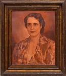 MARQUES JUNIOR, JOSÉ (1887-1960). "A Dama com Vestido Estampado", óleo s/ tela, 62 X 50. Assinado no c.s.d.