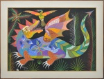 FRANCISCO SILVA (1910 - 1985). "Dragão e o Pássaro", óleo s/ tela, 70 x 92. Assinado e datado (1971) no c.i.e.