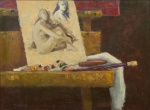 ROBSON GRANADO (1969). "Meu Atelier", óleo s/ eucatex, 40 X 56. Assinado no c.i.e.
