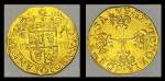 Moeda Italiana em ouro 24k contrastado (cópia genuína), dita "Scudo d'oro del Sole - Francesco II Sforza", datada de 1959. Peso: 7,1g.