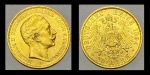 Moeda alemã em ouro 22k, no valor de 20 "Marcos", do período "Wilhelm II", datada de 1894. Peso: 8,0g.