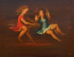 TERUZ, ORLANDO (1902-1984). "Meninas no Balanço", óleo s/tela, 72 x 92. Assinado no c.i.d.