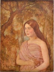 EMIL ORLIK (CHECOSLOVÁQUIA, 1870 - ALEMANHA, 1932). "Vênus na Floresta", óleo s/ tela, 82 x 60. Assinado no c.i.d.