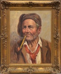 GIUSEPPE GIARDIELLO (ITÁLIA, 1887-1920). "Il Vecchio Pescatore Napoletano", óleo s/ tela, 40 x 31. Assinado no c.i.e.
