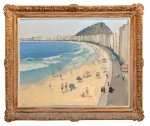 BUSTAMANTE SÁ, RUBENS (1907-1988). "Dia de Sol na Praia de Copacabana nos Anos 50", óleo s/ tela, 65 X 80. Assinado, datado (1953) e localizado no c.i.e.