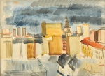 MARCIER, EMERIC (1916-1990). "Panorama de Paris - França", aquarela, 26 X 35. Assinado, datado (1974) e localizado no c.i.d.